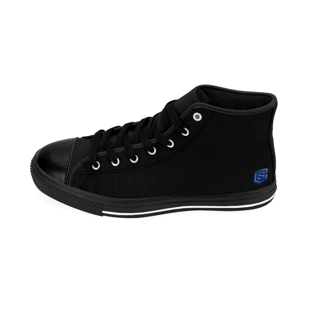 Black Women's High-top Sneakers Blue logo