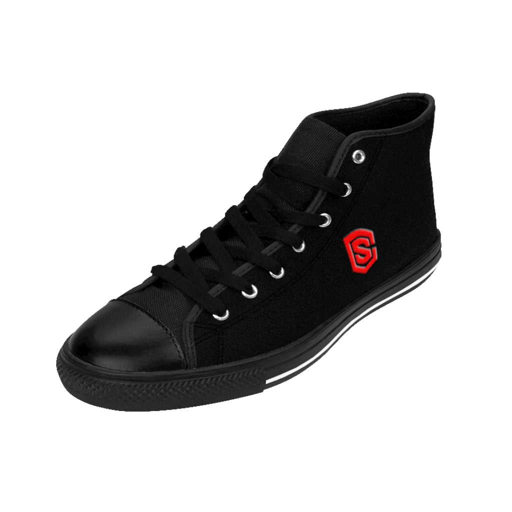 black of Men's High-top Sneakers - red logo