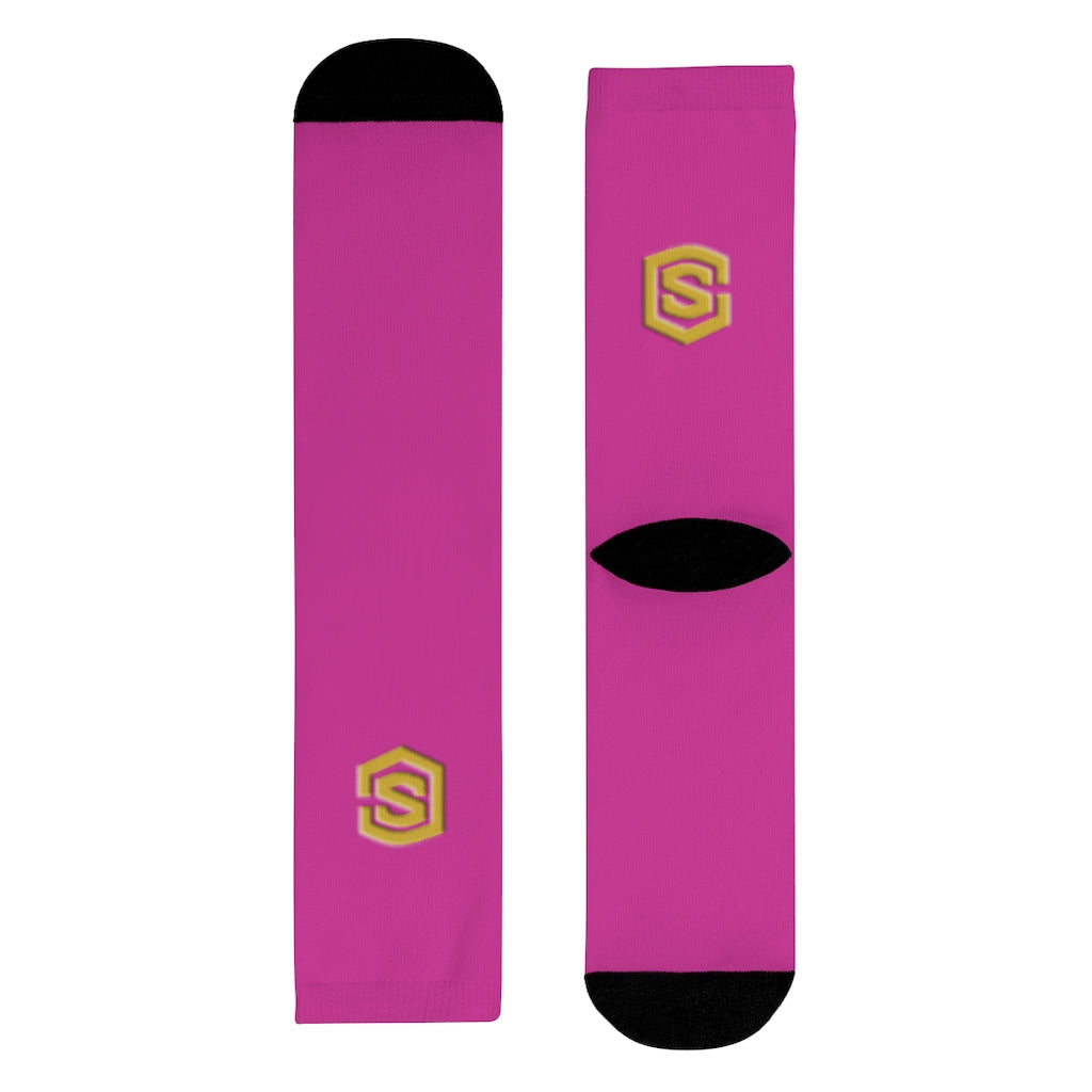 Purple Sublimation Crew Socks (EU) Gold Logo