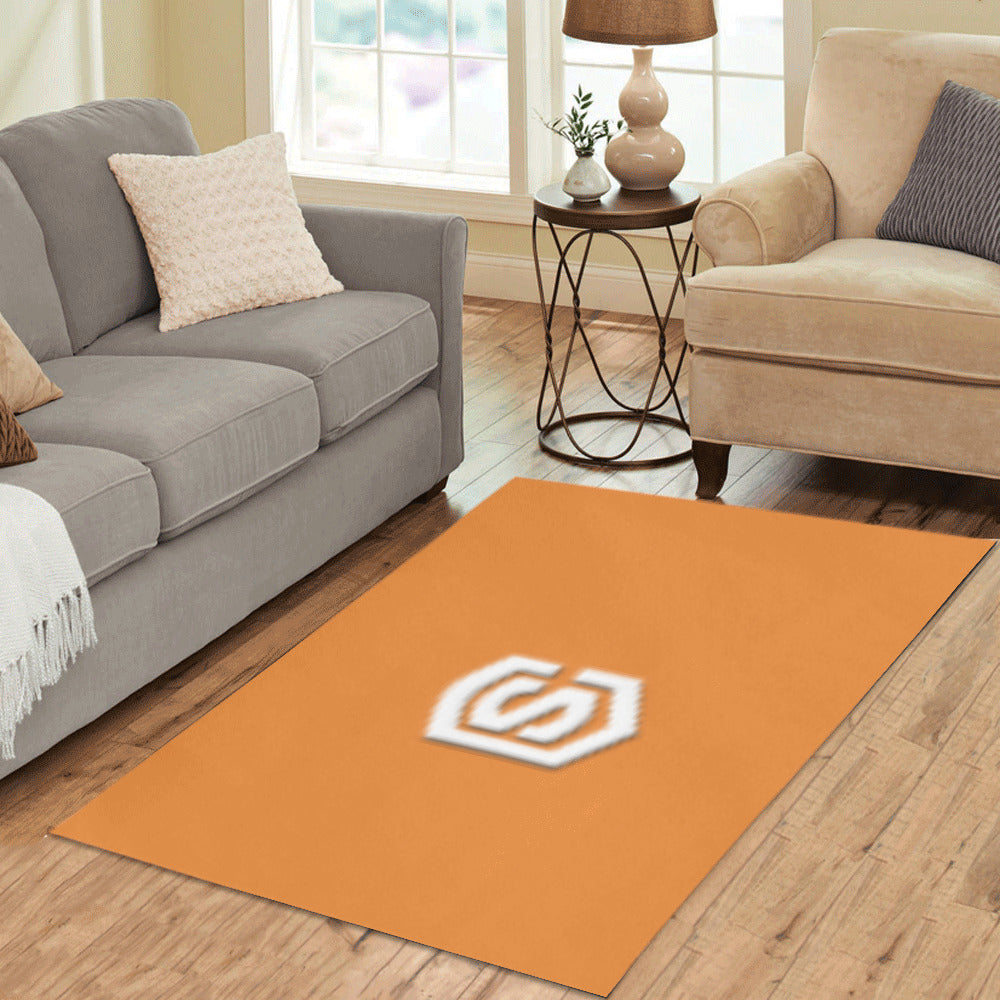 Orange Area Rug White Logo Area Rug 5' x 3.2'