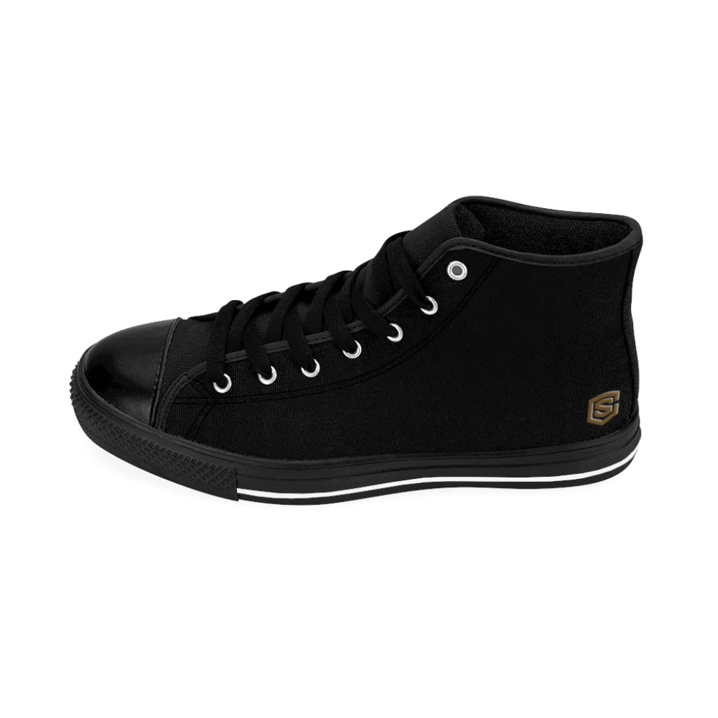 black Women's High-top Sneakers brown logo