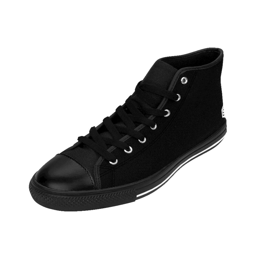 Black Women's High-top Sneakers White logo