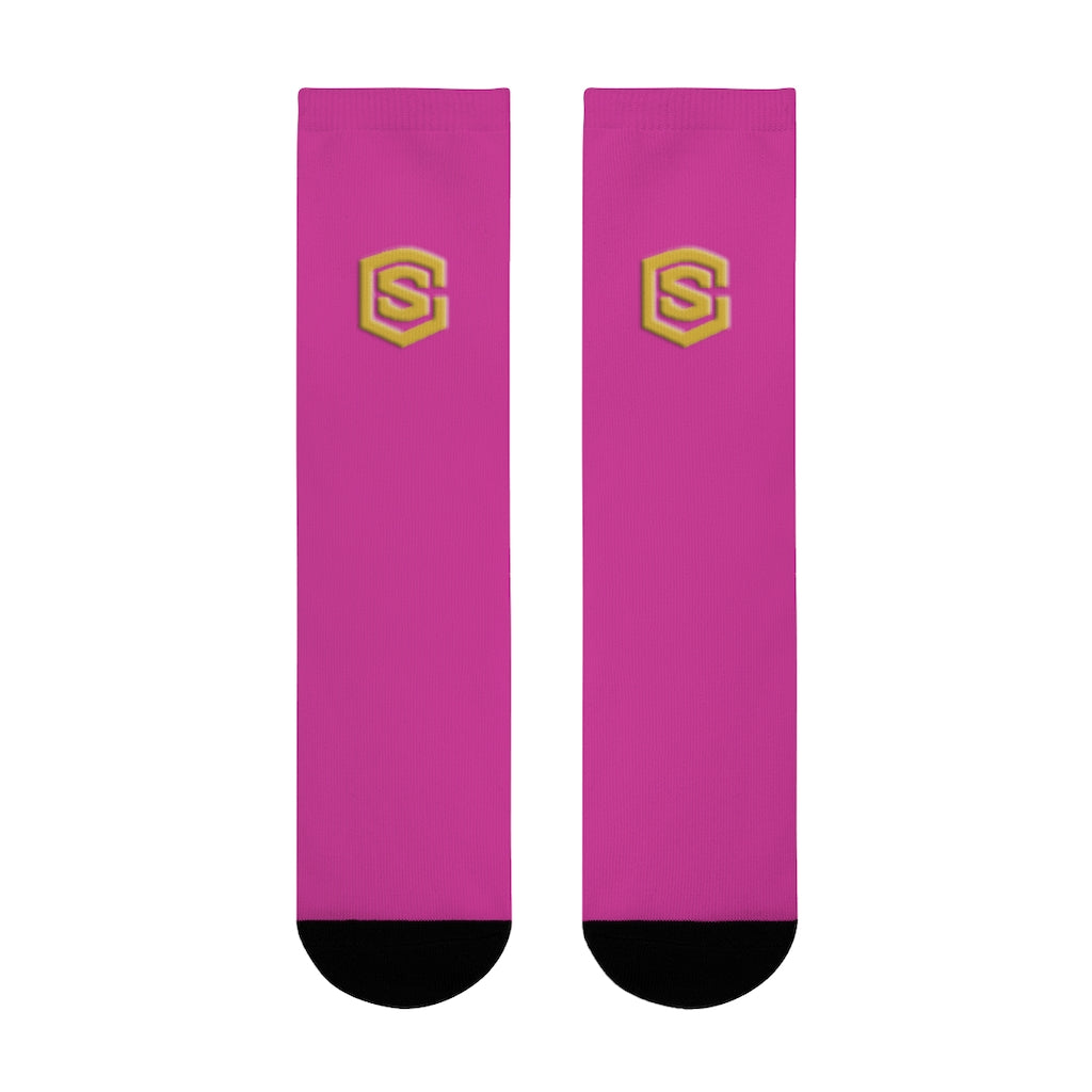 Purple Sublimation Crew Socks (EU) Gold Logo
