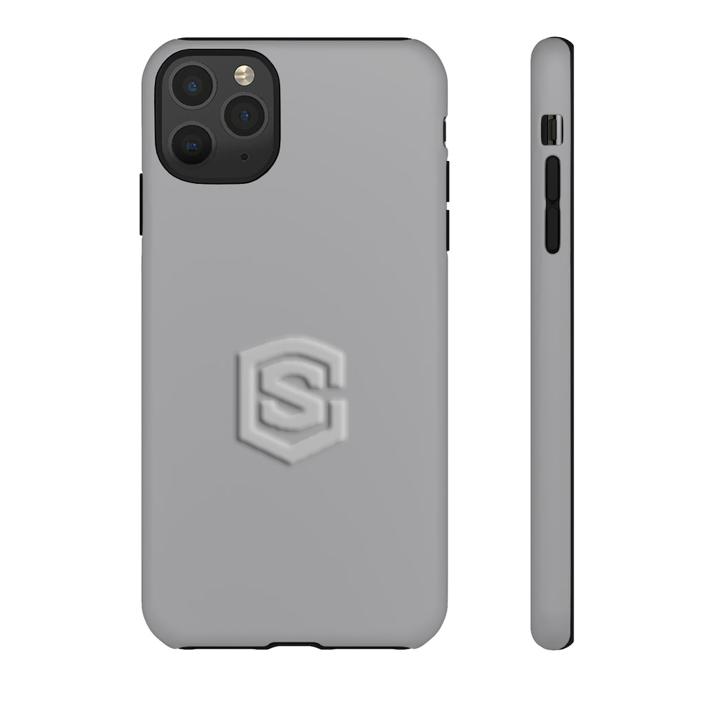 Grey Tough Cases Silver Logo