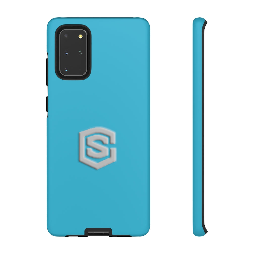 Blue Tough Cases Silver Logo