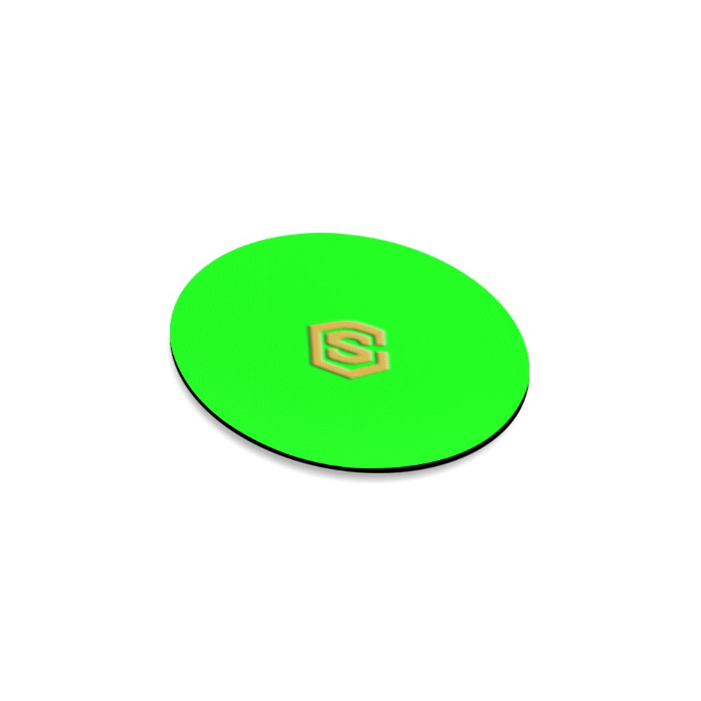 Green Round Coaster with Gold Logo Round Coaster