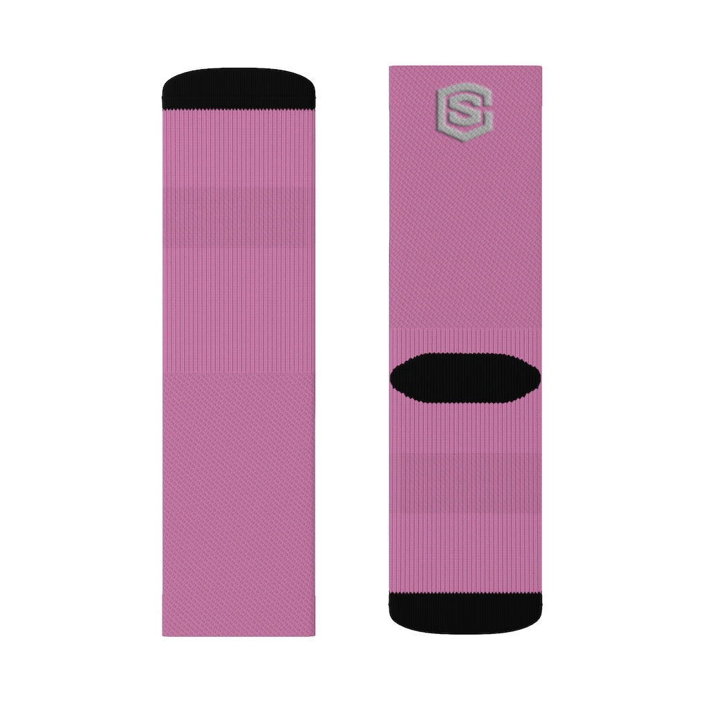 Light Pink Sublimation Socks Silver Logo