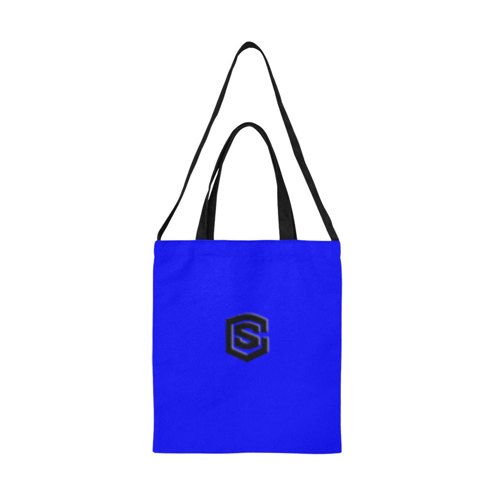 Blue All Over Print Canvas Tote Bag With Black Logo All Over Print Canvas Tote Bag(Model1698)(Medium)