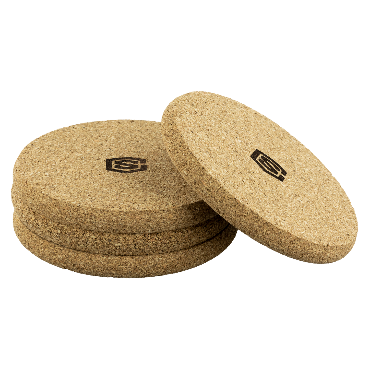 Round Cork Coaster WITH BLACK LOGO