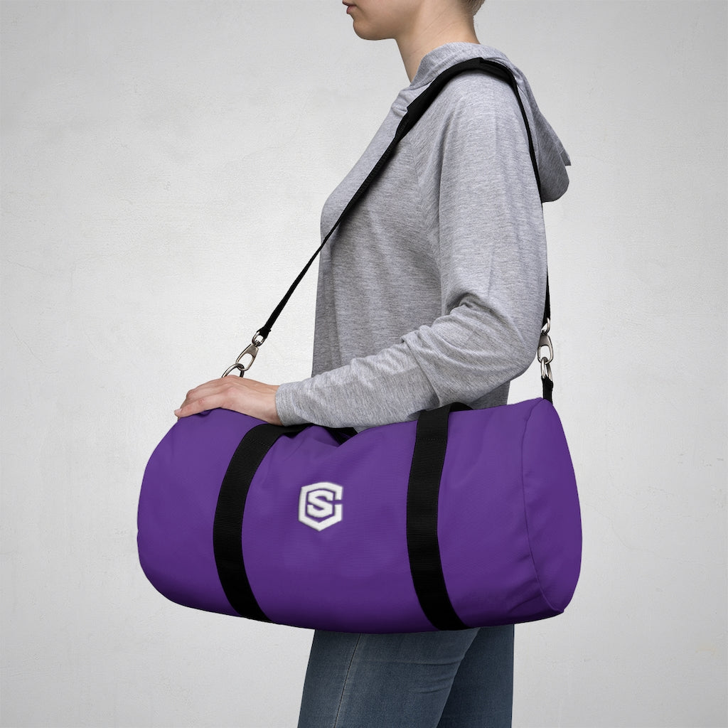 Purple Duffel Bag White Logo