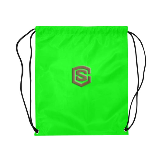 Green Drawstring Bags Large With Brown Logo Drawstring Bags (Model 1604) (Large)