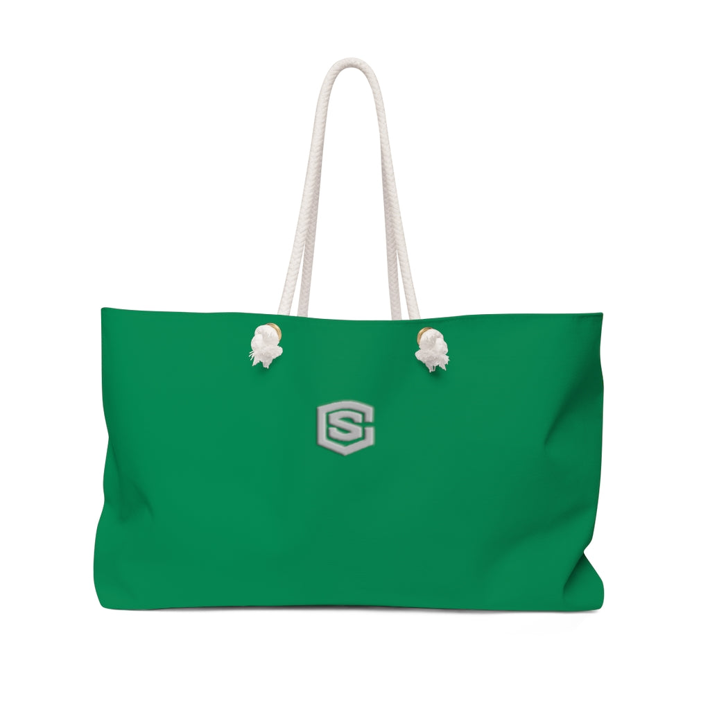 Green Weekender Bag Silver Logo