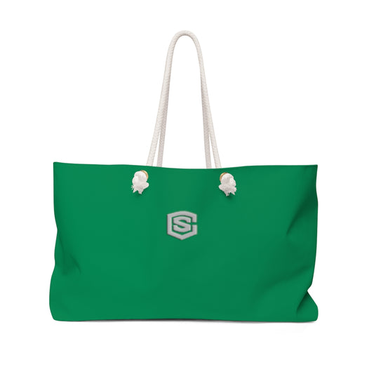 Green Weekender Bag Silver Logo