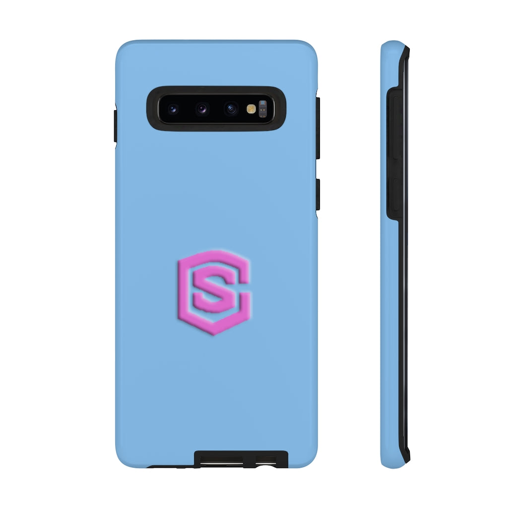 Blue Tough Cases Pink Logo