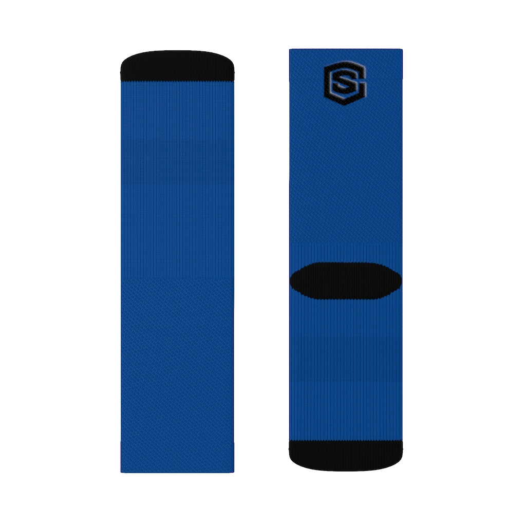 Blue Sublimation Socks Black Logo