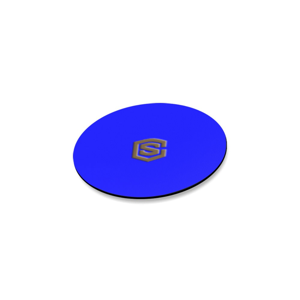 Blue Round Coaster with Brown Logo Round Coaster