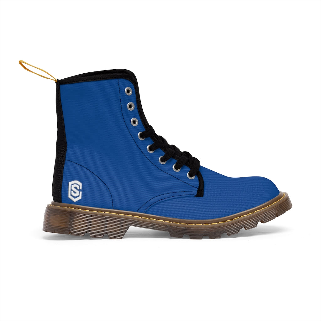 Blue Men's Canvas Boots White Logo