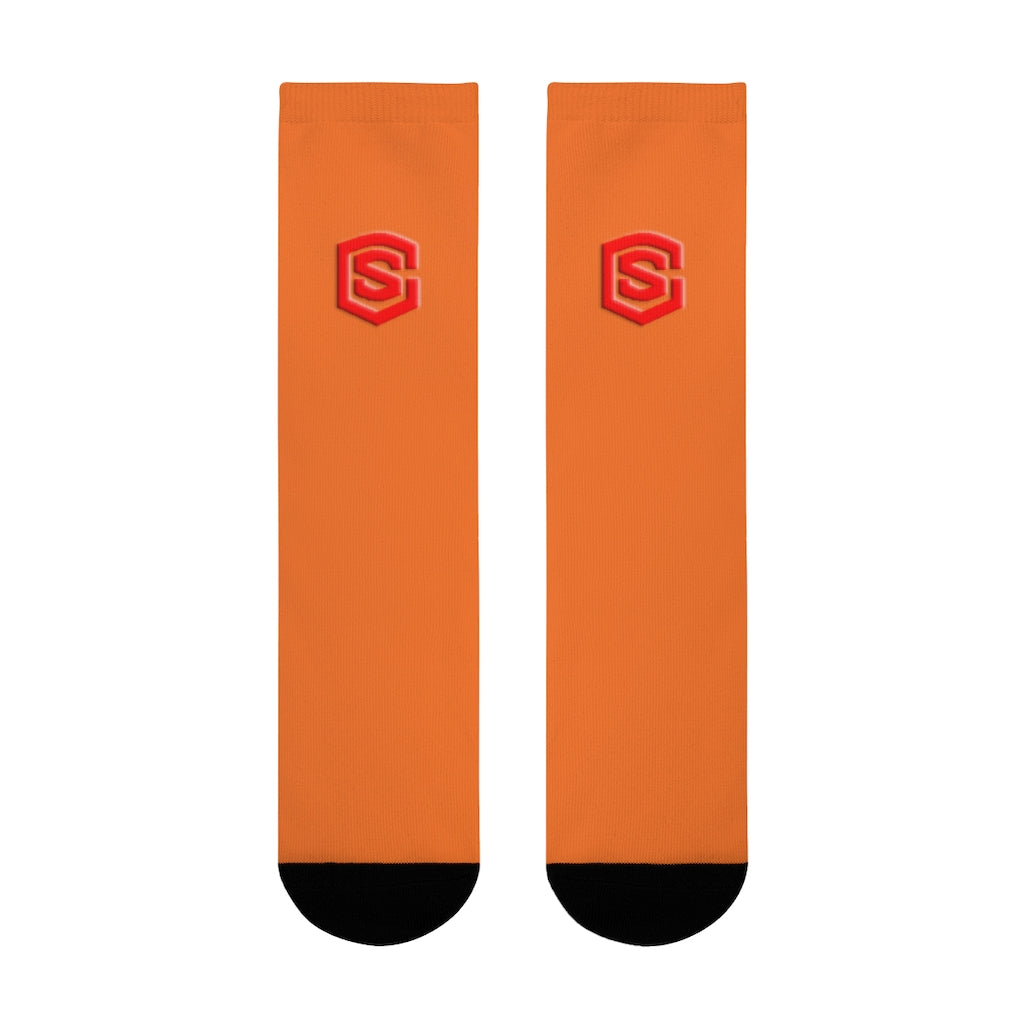 Orange Sublimation Crew Socks (EU) Red Logo