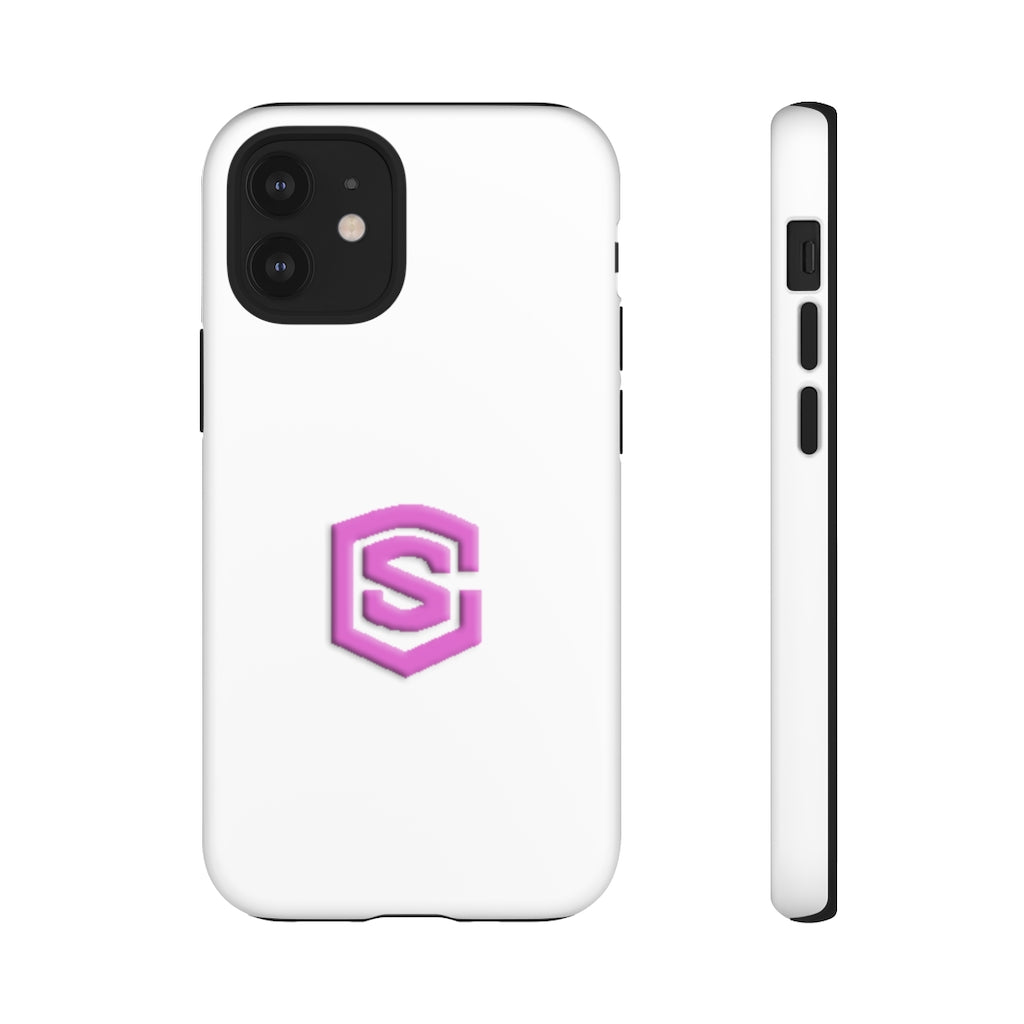 White Tough Cases Pink Logo