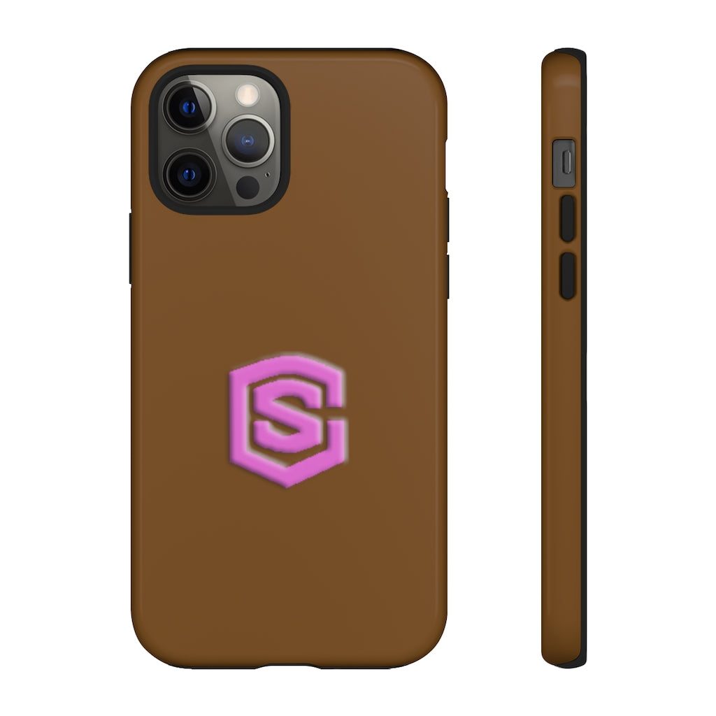 Brown Tough Cases Pink Logo