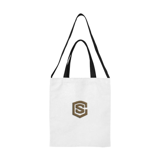 White All Over Print Canvas Tote Bag With Brown Logo All Over Print Canvas Tote Bag(Model1698)(Medium)