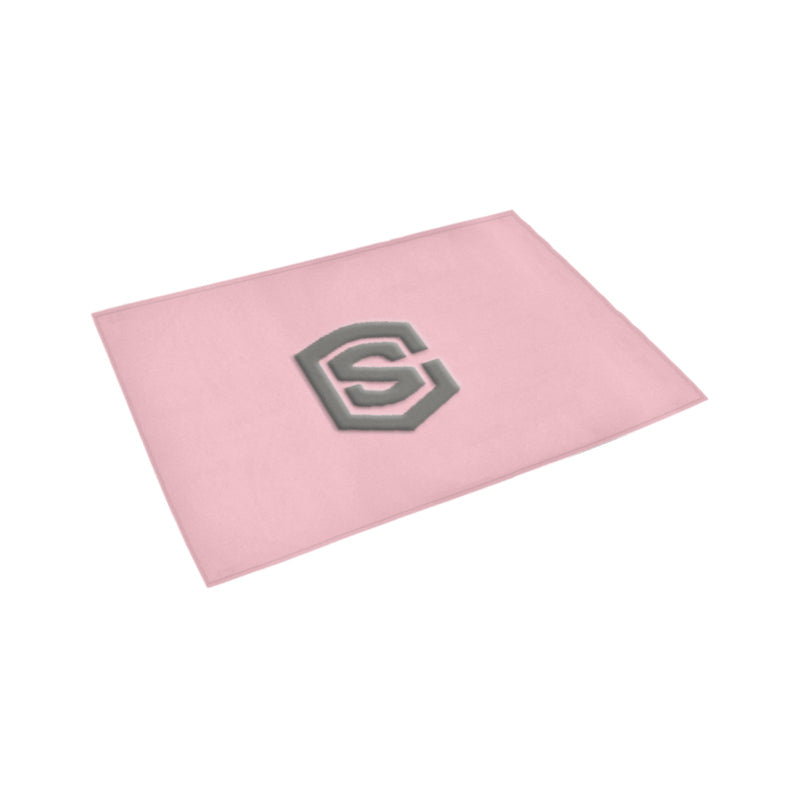 Pink Door Mat with Gray Logo Doormat 24" x 16" (Sponge Material)