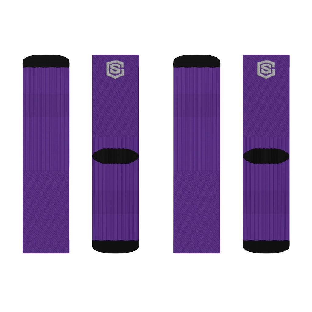 Purple Sublimation Socks Silver Logo