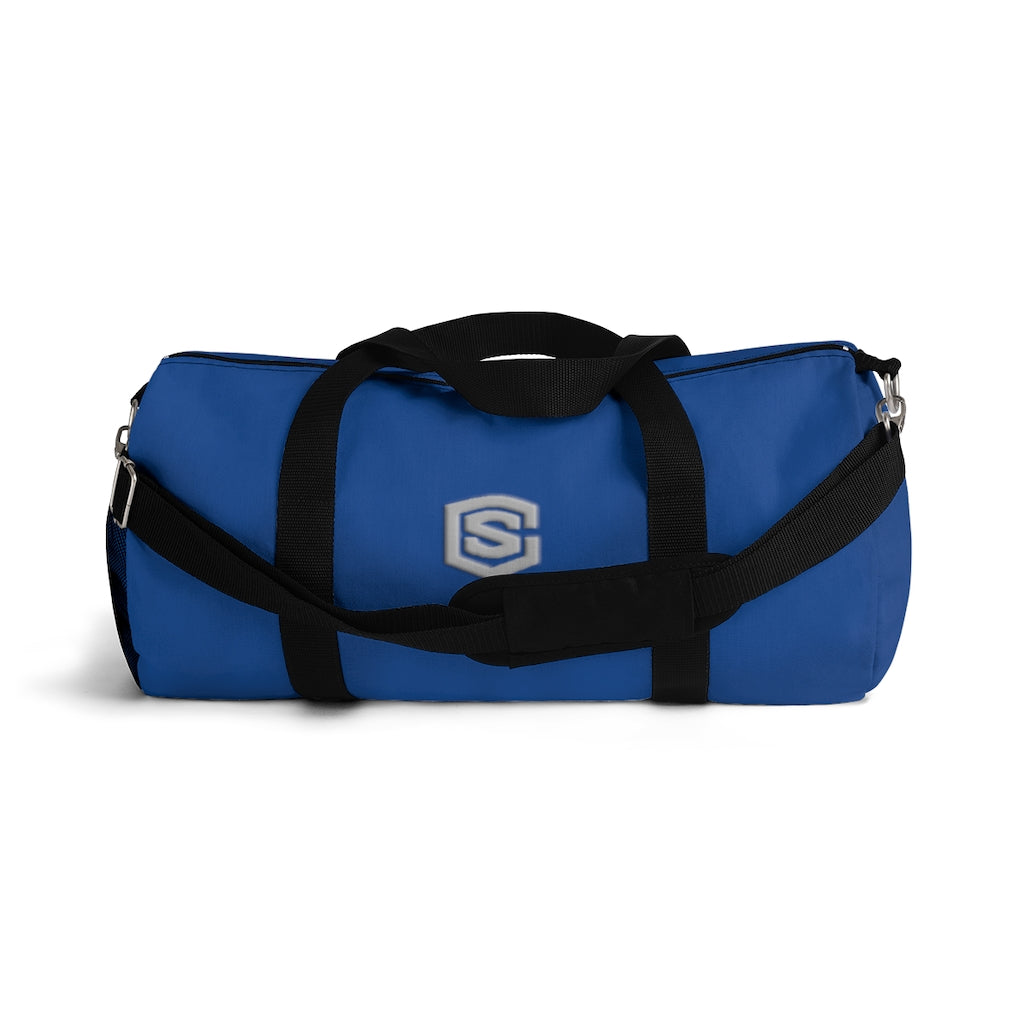 Blue Duffel Bag Silver Logo
