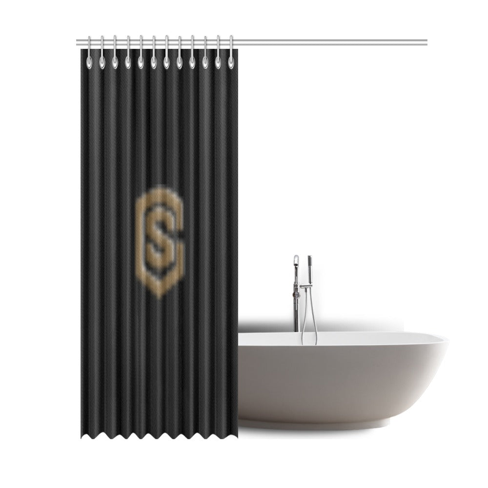 Black Shower Curtain 69"x84" with Brown Logo Shower Curtain 69"x84"
