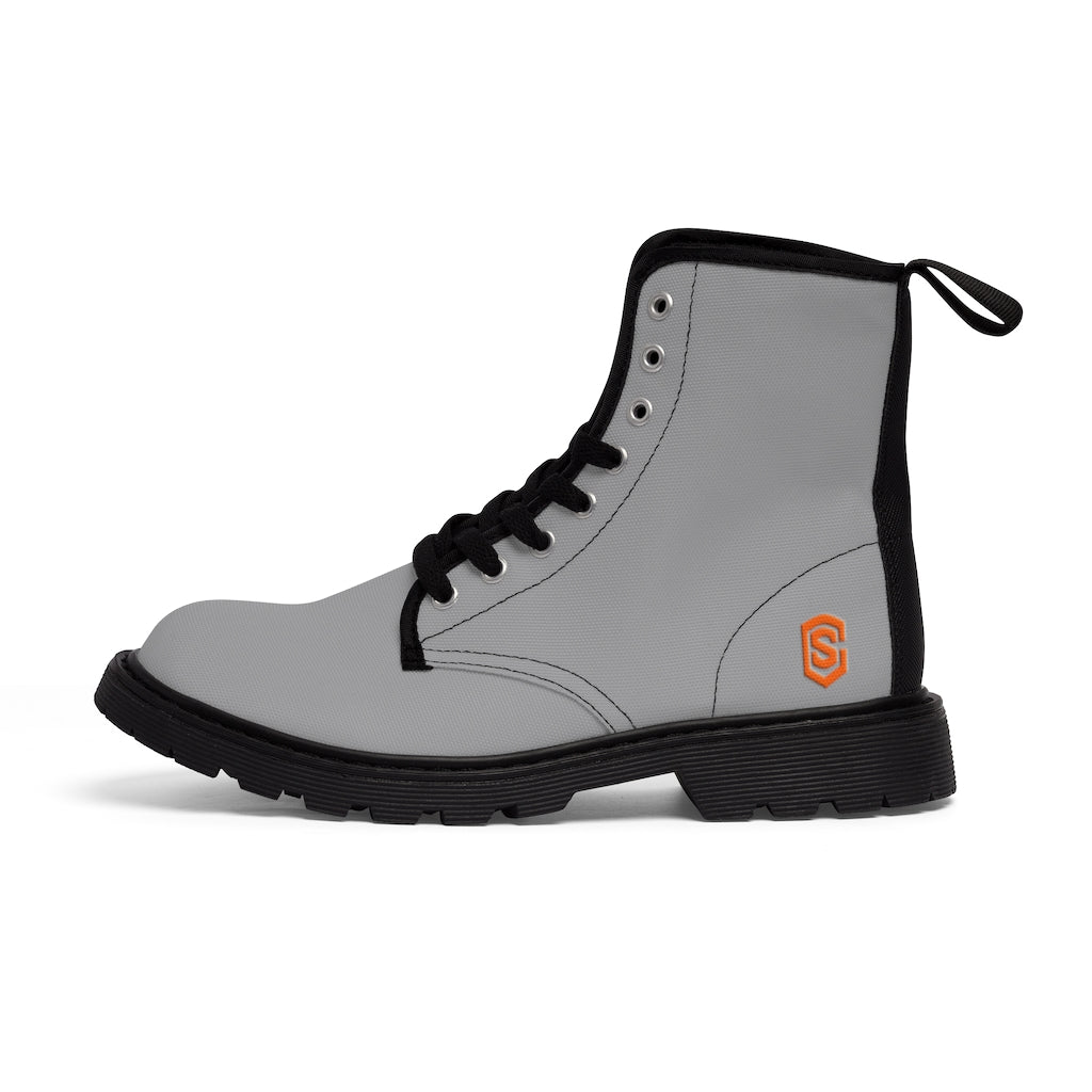 Grey Men's Canvas Boots Orange Logo