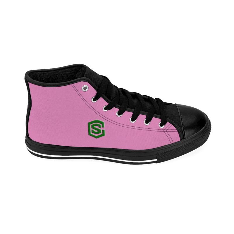 pink Men's High-top Sneakers - green logo