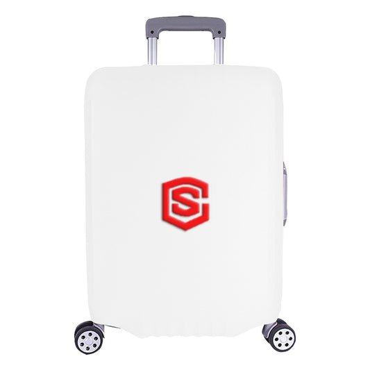 WHITE LUGGAGE COVER WITH RED LOGO Luggage Cover (Large Size) (26"-28")