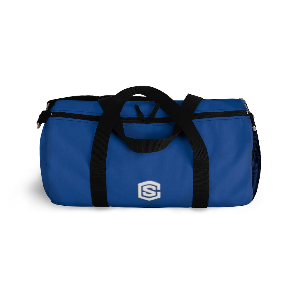Blue Duffel Bag White Logo