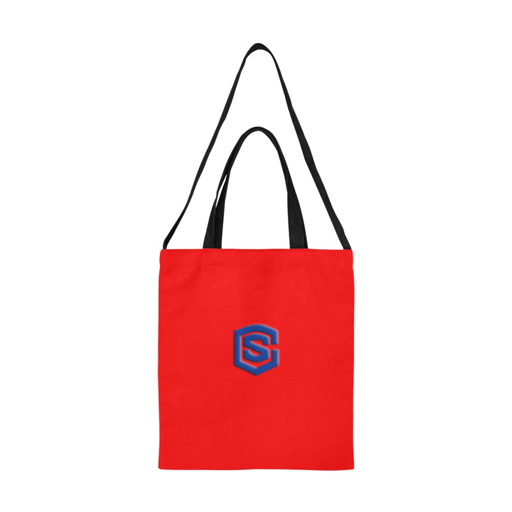 Red All Over Print Canvas Tote Bag With Blue Logo All Over Print Canvas Tote Bag(Model1698)(Medium)