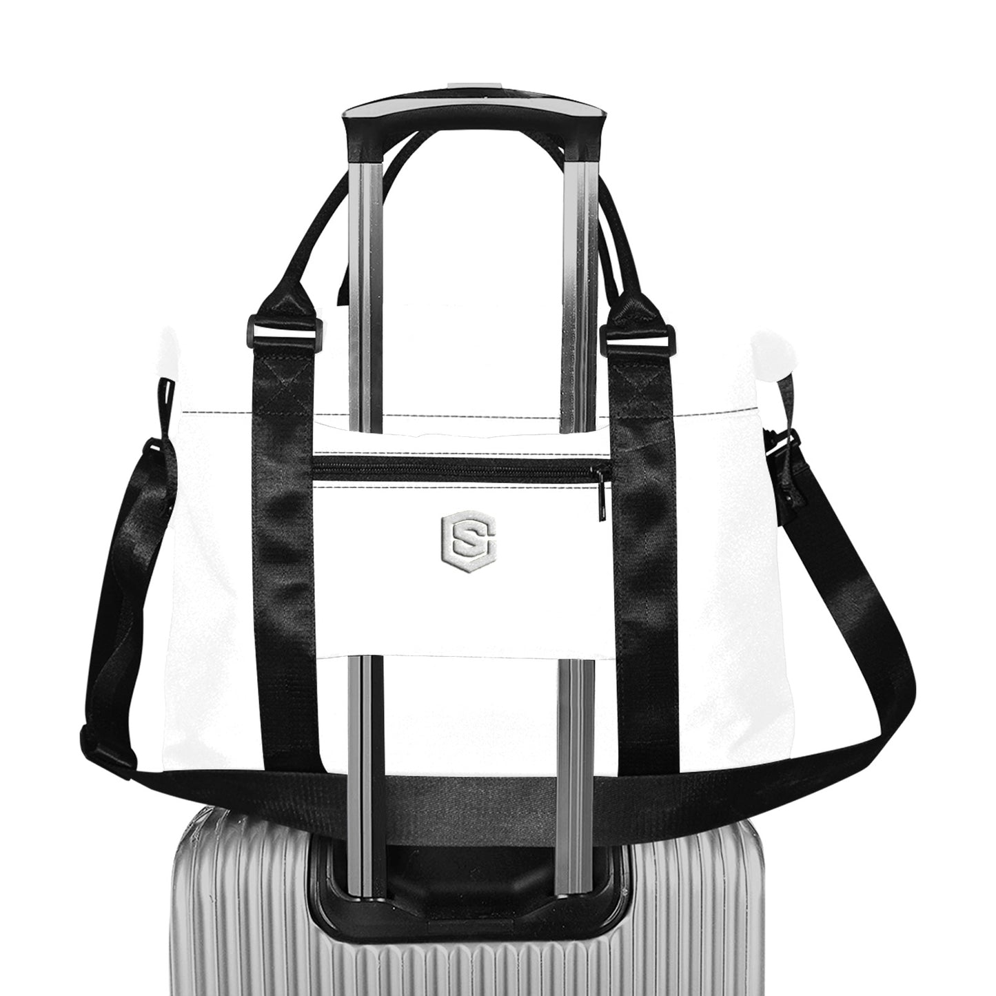 White Large Capacity Duffle Bag With Silver Logo Large Capacity Duffle Bag(Model1715)