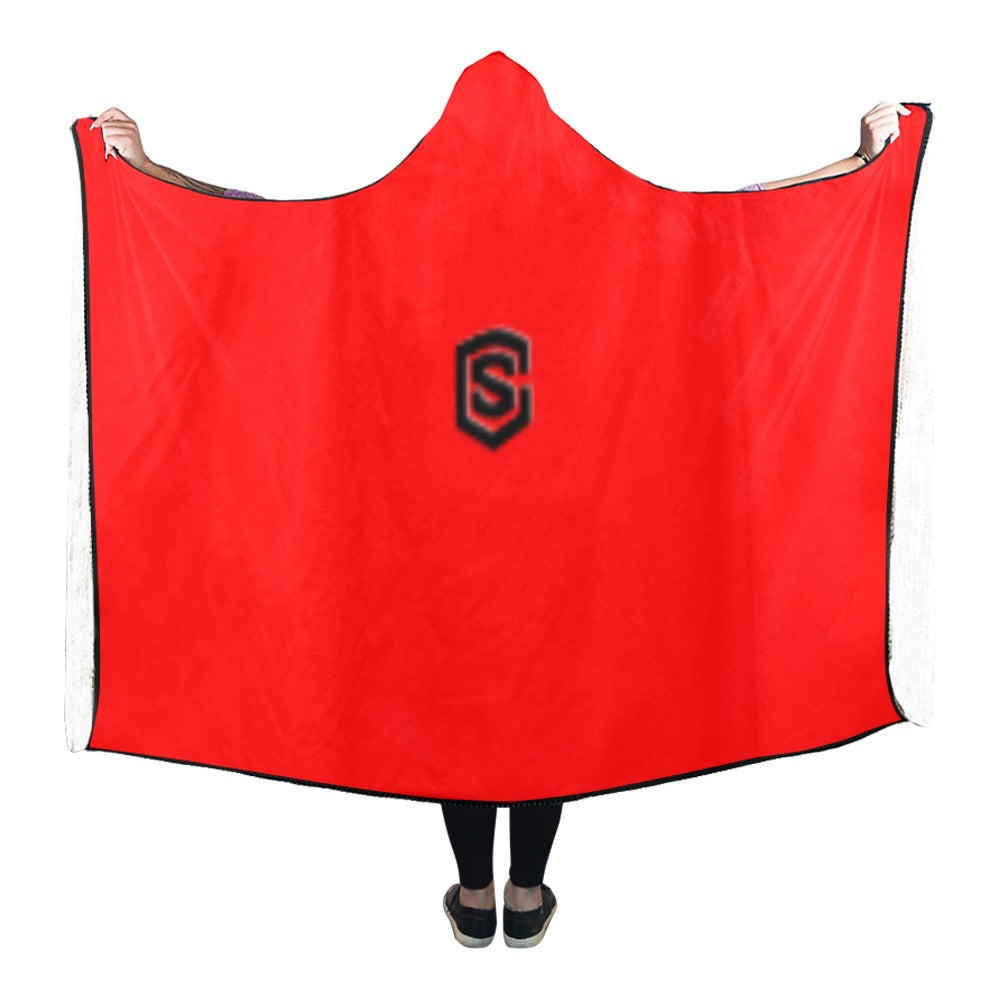 RED  Hooded Blanket WHITH BLACK LOGO Hooded Blanket 80"x56"