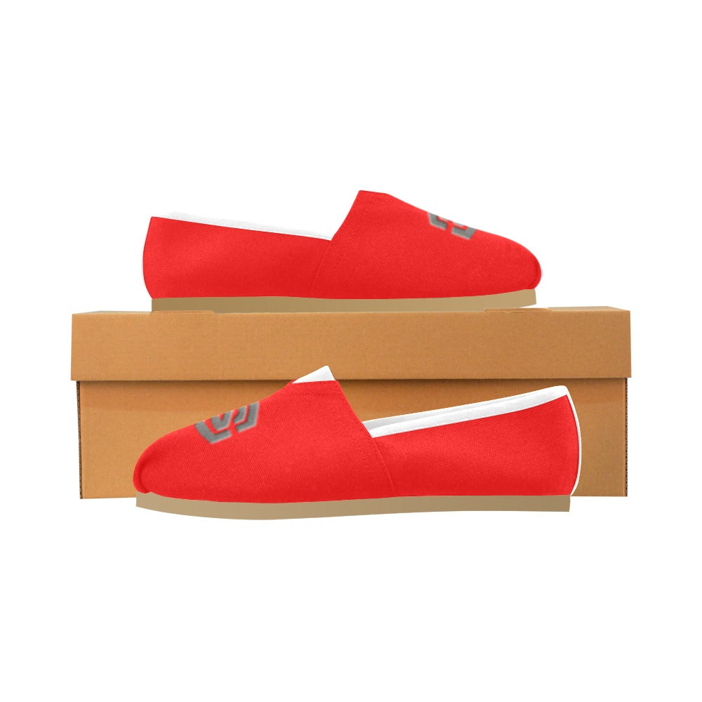 RED Casual Canvas Women's WITH GRAY LOGO Casual Canvas Women's Shoes (Model 004) (Designs are mirrored)