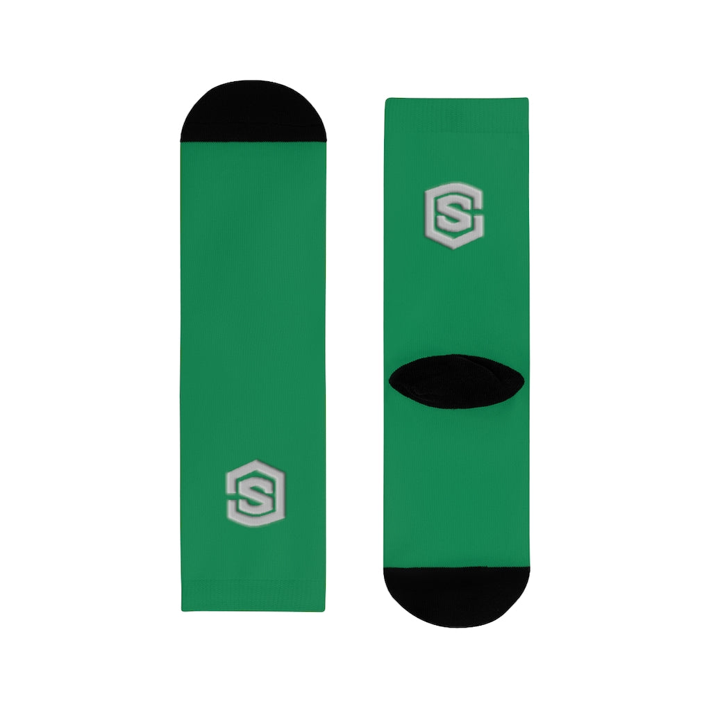 green Sublimation Crew Socks (EU) Silver Logo