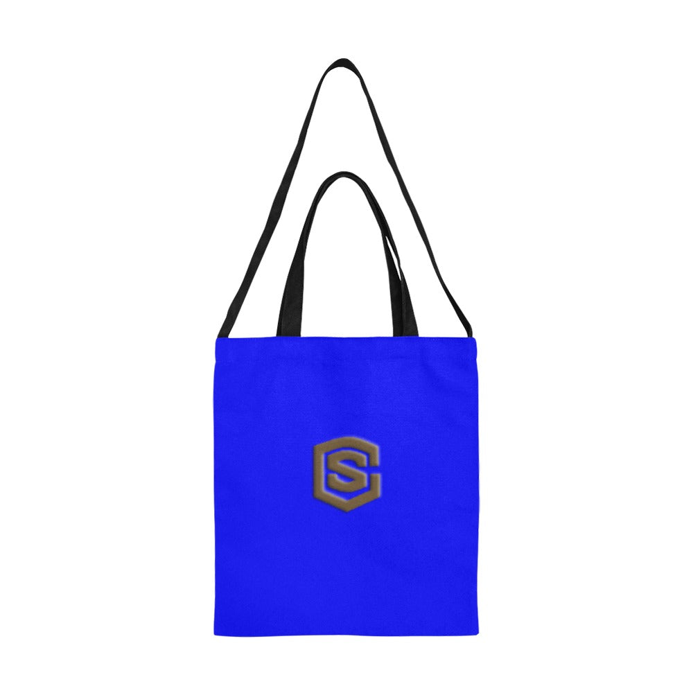 Blue All Over Print Canvas Tote Bag With Brown Logo All Over Print Canvas Tote Bag(Model1698)(Medium)