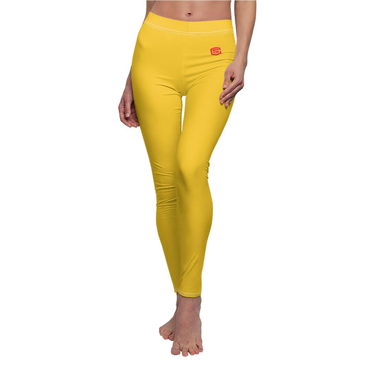 Yellow Women's Cut & Sew Casual Leggings Red logo