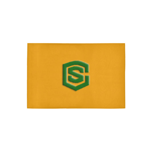 Orange Door Mat with Green Logo Doormat 24" x 16" (Sponge Material)
