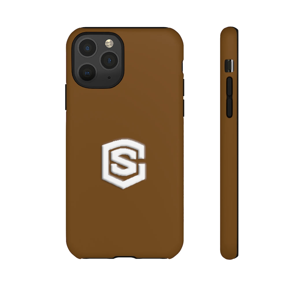 Brown Tough Cases White Logo