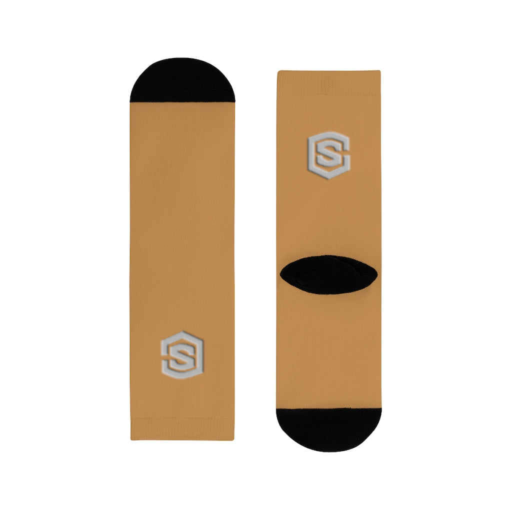 Brown Sublimation Crew Socks (EU) Silver Logo