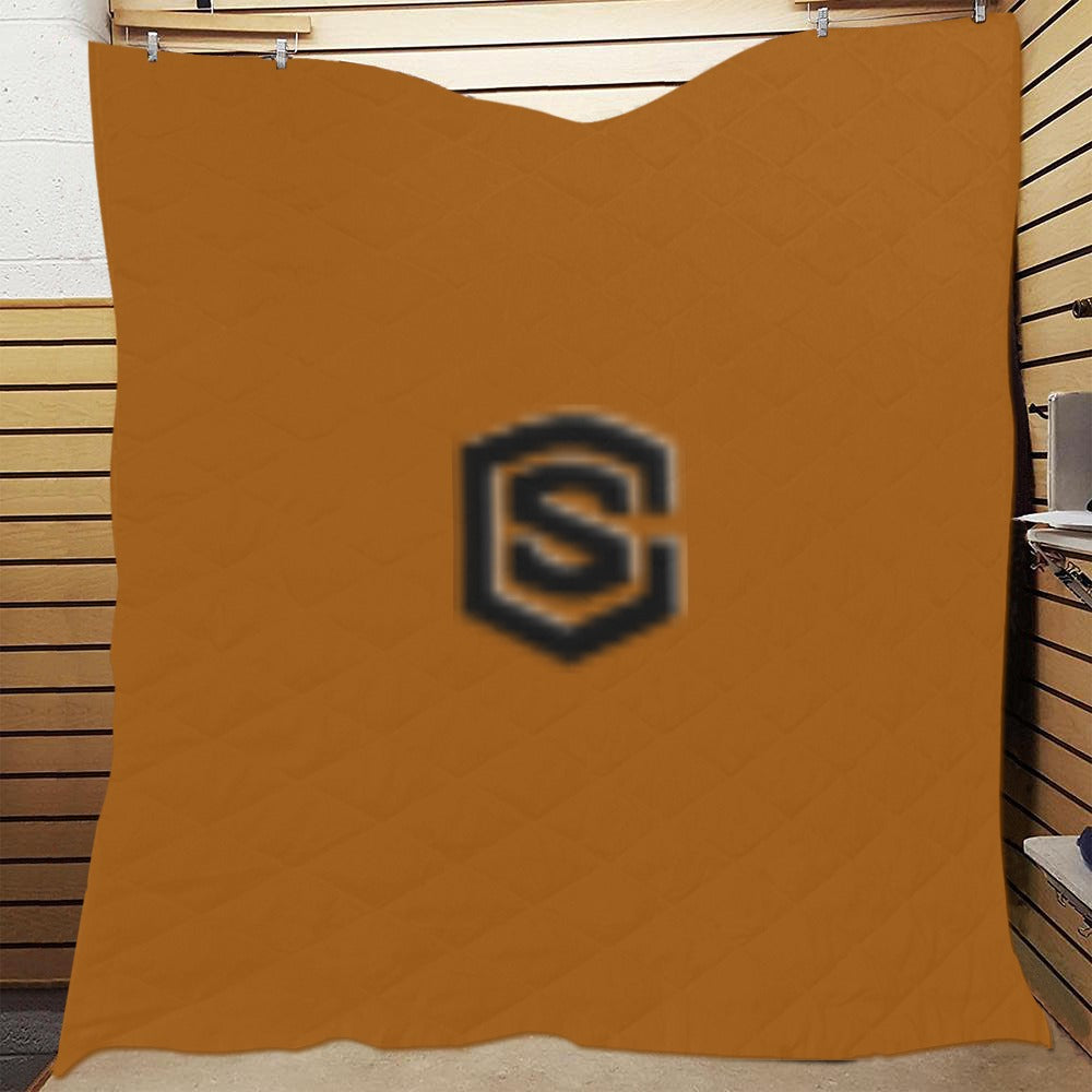 Brown Quilt with Black Logo Custom Quilt  70" x 80"