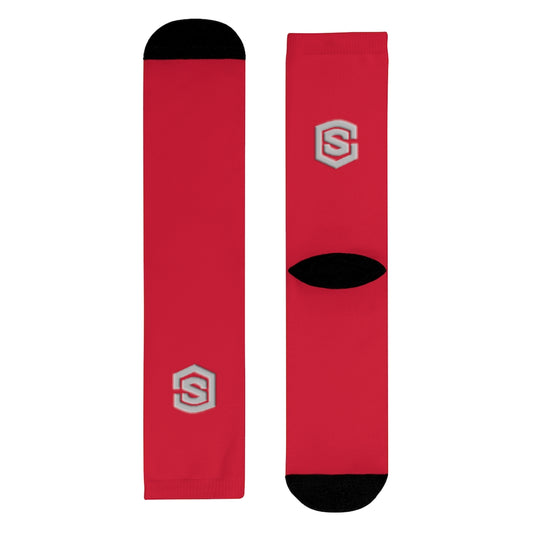 Red Sublimation Crew Socks (EU) Silver Logo