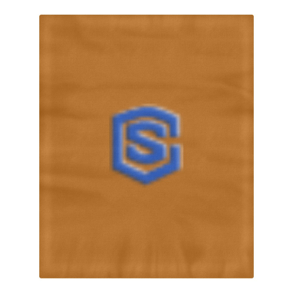 Brown 3-Piece Bedding Set (1 Duvet Cover 86"x70"; 2 Pillowcases 20"x30")(One Side) wtih Blue Logo 3-Piece Bedding Set (1 Duvet Cover 86"x70"; 2 Pillowcases 20"x30")(One Side)