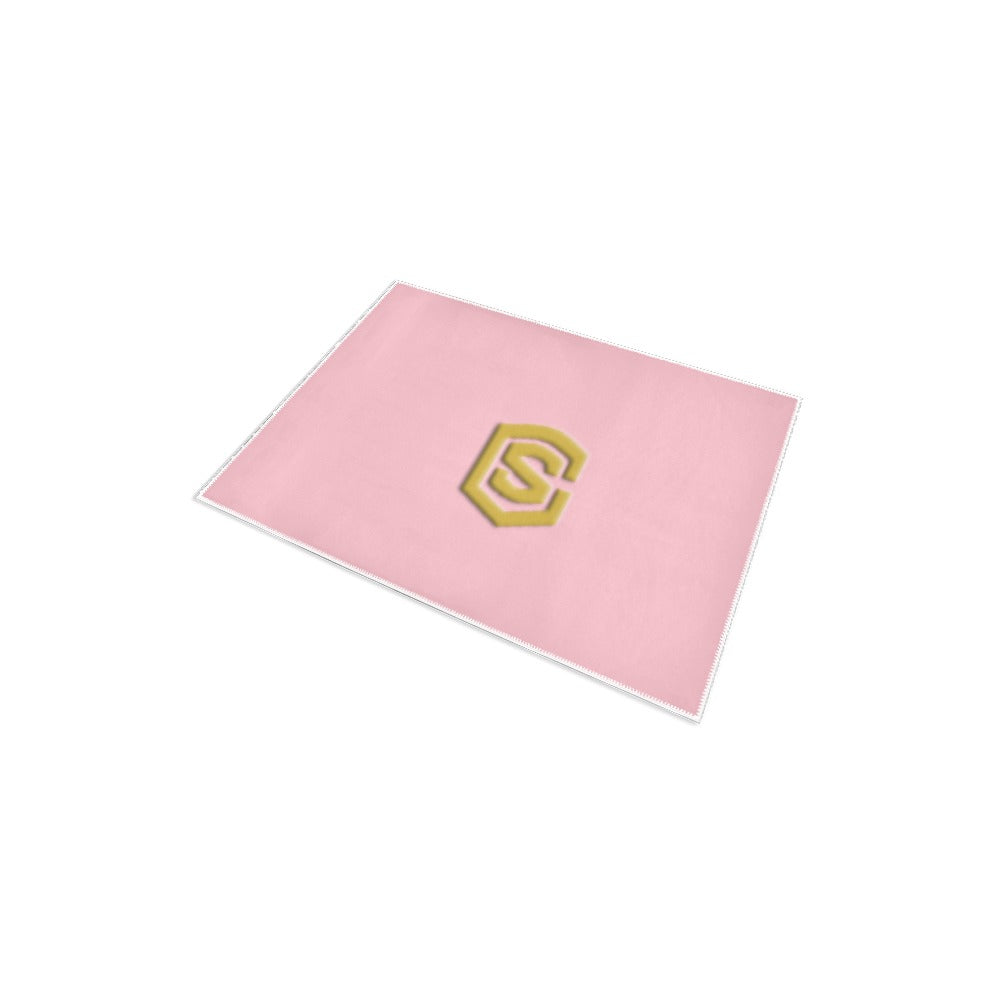 Pink Area Rug 2.6' x 1.7' with Gold Logo Area Rug 2.6' x 1.7'