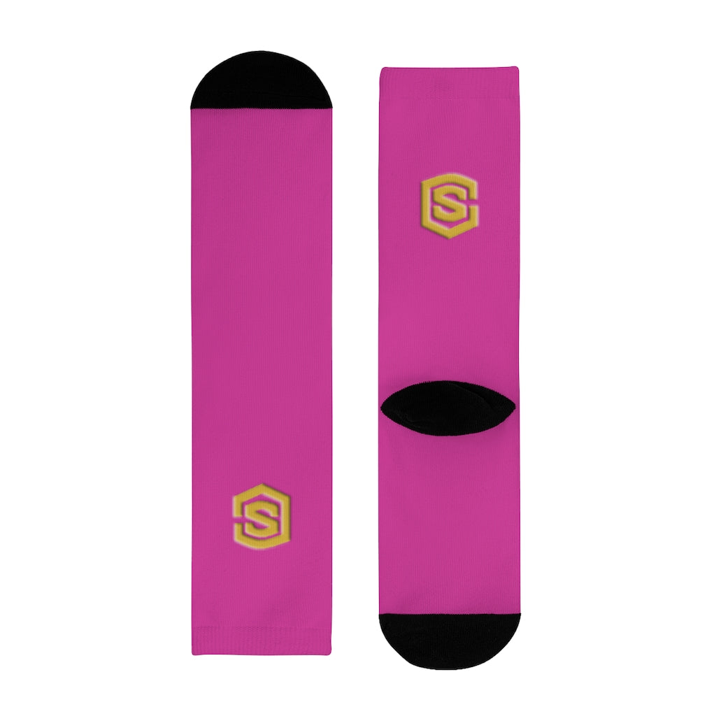 Purple Sublimation Crew Socks (EU) Gold Logo