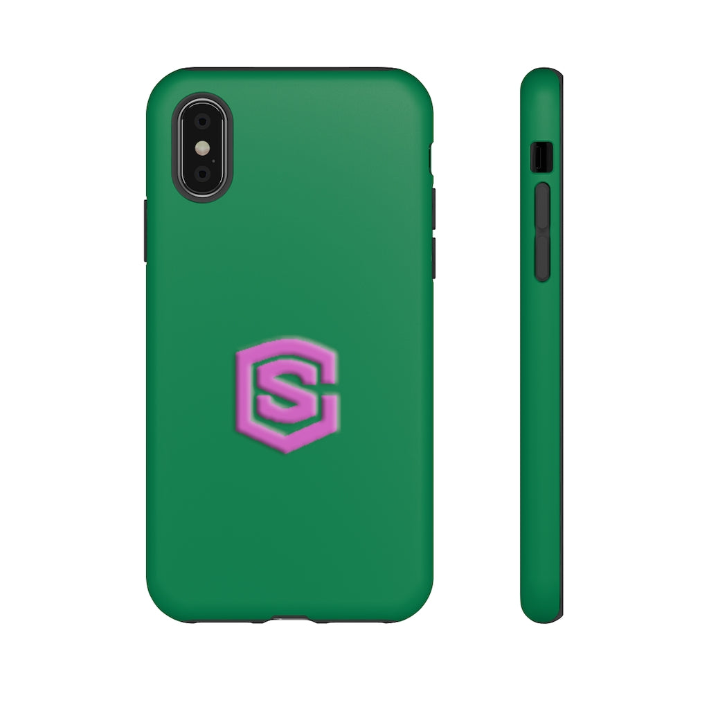 Green Tough Cases Pink Logo