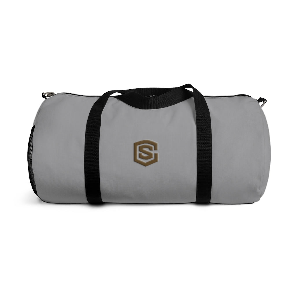 Grey Duffel Bag Brown Logo